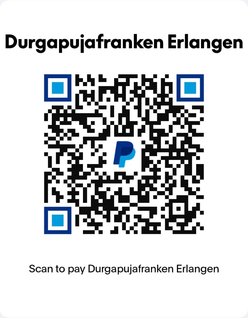 PayPal donation QR code for Durga Puja Franken Erlangen